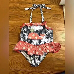 Shrimp and Grits Kids Whale Bathing Suit 3T